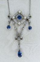 Antique Guest and Philips - Sapphire Set, Platinum - Edwardian Fancy Pendant P1125