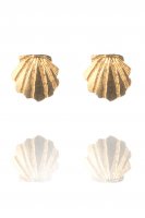 Amanda Coleman - Yellow Gold Plated Clamshell Studs