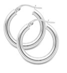 Guest and Philips - White Gold 9ct Plain Hoop Earrings E905