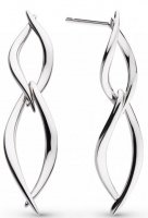 Kit Heath - Entwine Twine , Rhodium Plated Twist Link Stud Drop Earrings 60229RP