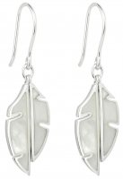 Gecko - Sterling Silver White Mother of Pearl Palm Leaf Drop Earrings E6153W