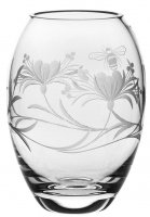 Royal Scot Crystal - Bee & Honeysuckle, Glass/Crystal S Barrel Vase BEEBARS
