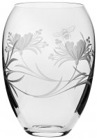 Royal Scot Crystal - Bee & Honeysuckle, Glass/Crystal M Barrell Vase BEEBARM
