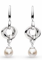 Kit Heath - BEVEL TRILOGY, Pearl Set, Sterling Silver - Rhodium Plated - DROP EARRINGS 5160FP