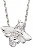 Gecko - Bee, Cubic Zirconia Set, Sterling Silver - Necklace P4846C