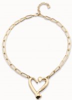 Uno de 50 - Heart, Yellow Gold Plated Necklace COL1804ORO0000U