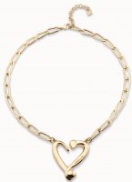Uno de 50 - Loved, Yellow Gold Plated Necklace w Heart COL1804ORO0000U