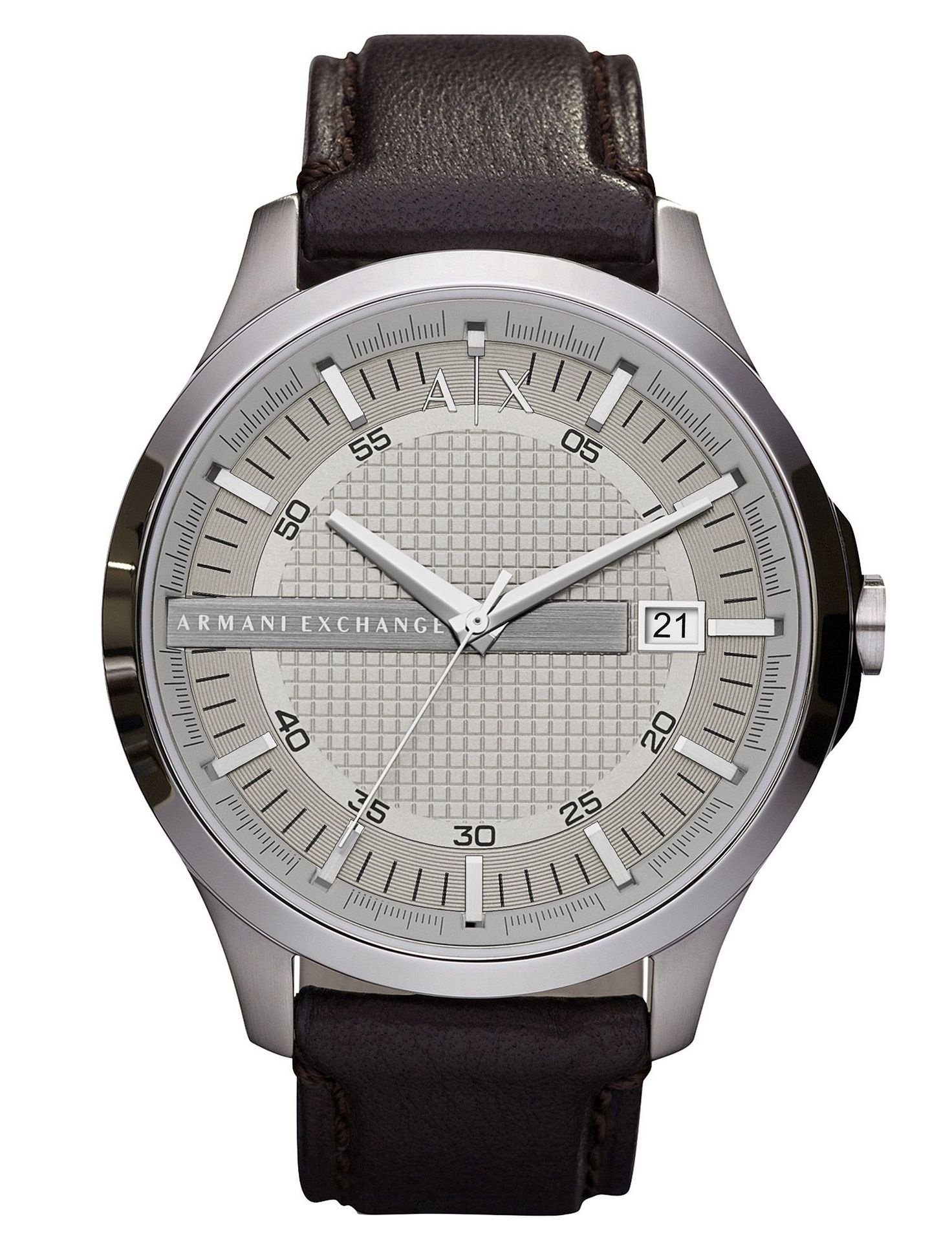 Armani Exchange - Stainless Steel Brown Leather Strap Watch | Guest and ...