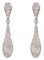 Gecko - Cubic Zirconia Set, Sterling Silver - Pave Long Drop Earrings - E5821C