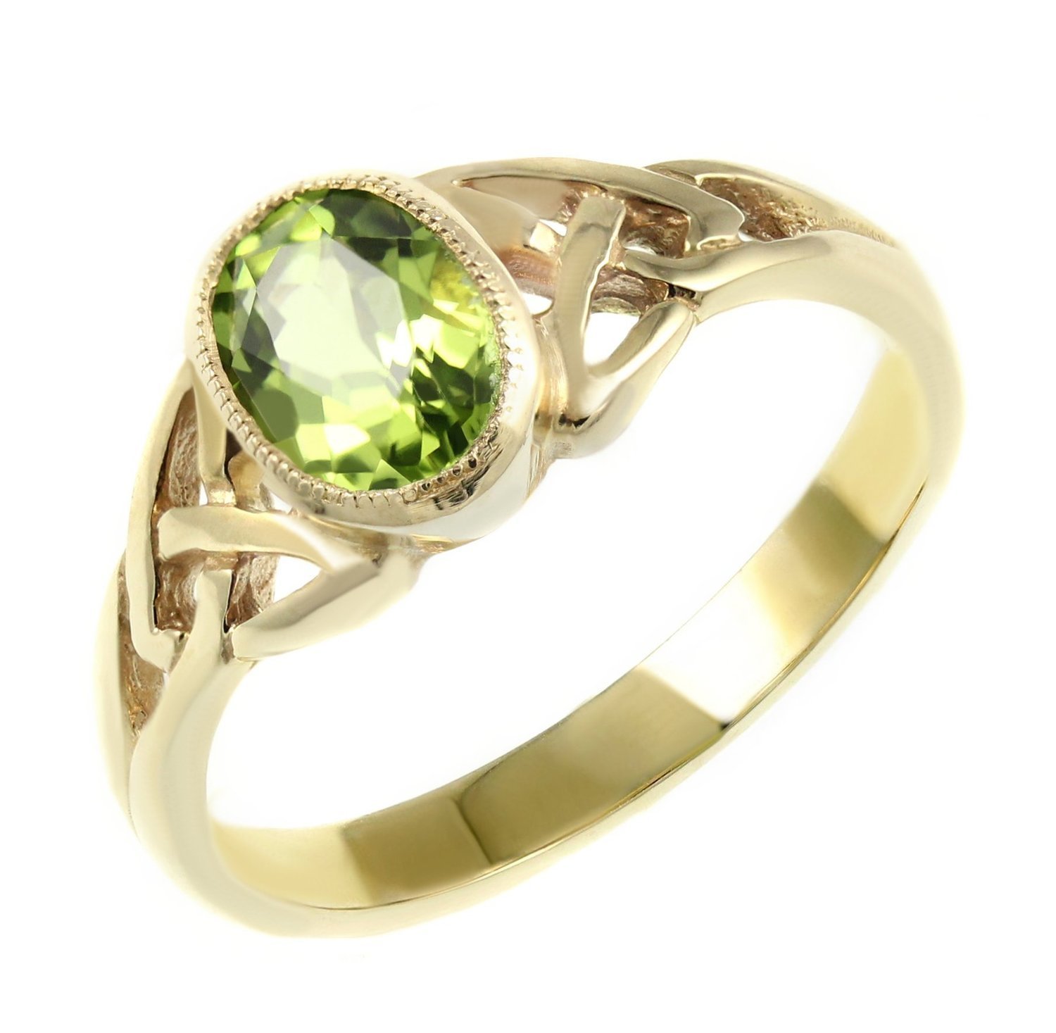 14K Yellow Gold 3mm Round Peridot Birthstone Leaf Ring | Castle Couture  Fine Jewelry | Manalapan, NJ