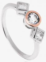Clogau - Royalty Anniversary, White Topaz Set, Sterling Silver, 9ct Rose Gold Ring, Size N