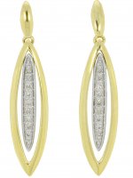 Guest and Philips - Diamond Set, Yellow Gold - White Gold - 9ct 7pt 18st D Open Elipse Drop Earrings 09EADI81158