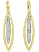 Guest and Philips - Diamond Set, Yellow Gold - White Gold - 9ct 7pt 18st D Open Elipse Drop Earrings 09EADI81158