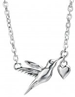 Gecko - Humming Bird Heart, Sterling Silver Necklace N3033