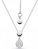 Kit Heath - Coast Pebble, Cubic Zirconia Set, Sterling Silver - Rhodium Plated - Necklace 90188cz