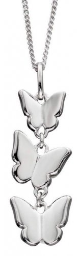 Gecko - Sterling Silver Triple Butterfly Drop Pendant P4711