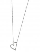 Gecko - Elements, Diamond Set, 9ct White Gold Heart Necklace, Size 18"