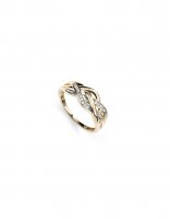 Gecko - Elements, 9ct Yellow Gold 3 Strand Plaited and Diamond Set Ring, Size N