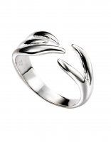 Gecko - Beginnings, Silver Pronged Open Front Ring, Size Q