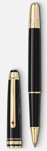 Montblanc - Meisterstuck Around the World in 80 Days, Precious Resin - Yellow Gold Plated - Classic Rollerball, Size 136.3 x12.5 mm 128474