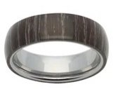Unique - Tungsten Carbide Black SandalWood Veneer Inlay Ring, Size 7mm