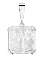 lalique - Sterling Silver Lalique Glass Square Pendant