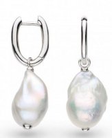 Kit Heath - Revival, Baroque Pearl Set, Sterling Silver - Rhodium Plated - Hoop Earrings 50171FP