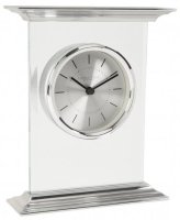 London Clock - Flat Top, Brass - Chrome Quartz Mantle Clock, Size 15 x 18 x 4cm 03214
