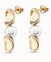 Uno de 50 - Grateful, Faux Pearl Set, Yellow Gold Plated - PENDIENTES LEGEND Earrings PEN0890ORO0000U