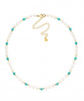 Claudia Bradby - Pearl and Turquoise Set, Yellow Gold Plated - Choker CBNL0339GP