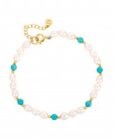 Claudia Bradby - Pearl and Turquoise Set, Yellow Gold Plated - Bracelet CBBR0341