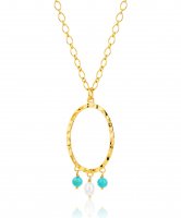 Claudia Bradby - Loop, Pearl and Turquoise Set, Yellow Gold Plated - Fringe Pendant CBNL0322GP