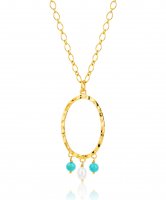 Claudia Bradby - Loop, Pearl and Turquoise Set, Yellow Gold Plated - Fringe Pendant CBNL0322GP