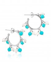 Claudia Bradby - Bubble, Pearl and Turqu Set, Sterling Silver - Hoops CBEH0090