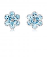 Guest and Philips - Aquamarine and Diamond Set, White Gold Flower Earrings - AX3082