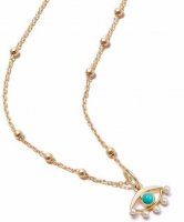 DAISY - EVIL EYE, Yellow Gold Plated NECKLACE SN14-GP