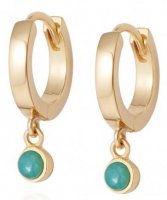 Daisy - 18ct , Amazonite Set, Sterling Silver - Yellow Gold Plated - Huggie Earrings