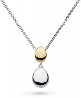 Kit Heath - Coast Pebble , Rhodium Plated - Yellow Gold Plated - Dbl Droplet Necklace, Size 18" 90186GRP