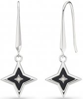 Kit Heath - Revival Astoria Glitz, Onyx/CZ Set, Sterling Silver - Star Drop Earrings 50415ONC