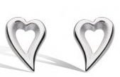 Kit Heath - Desire Love Story, Rhodium Plated Grande Heart Stud Earrings 40524SRP