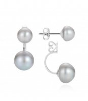 Claudia Bradby - Duo Earrings, Silver Pearl Set, Rhodium sterling Silver Earrings