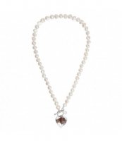 Claudia Bradby - Hebe, Pearl and Agate Set, Silver Heart Necklace, Size 47cm