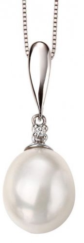 Gecko - Diamond Pearl Set, White Gold - 9ct Drop Pendant GP2018W