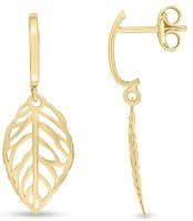 Guest and Philips - Yellow Gold 9ct Leaf Drop Earrings 10-02-242