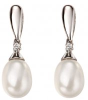 Gecko - Pearl Set, White Gold - 9ct Dia Drop Earrings GE2075W