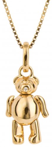 Gecko - Diamond Set, Sterling Silver - Yellow Gold Plated - TEDDY BEAR PENDANT P5300