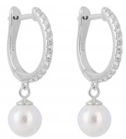 Gecko - Pearl Set, Sterling Silver - Hoop Earrings E6234W