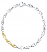 Georg Jensen - Reflect, Sterling Silver - Yellow Gold - Slim Bracelet, Size XL 20001182000XL