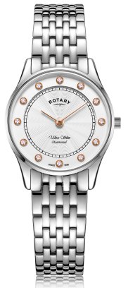 Rotary - Ultra Slim, Diamond Set, Stainless Steel/Tungsten - Crystal/Glass - Quartz Watch - LB08300-01-D