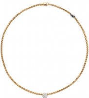 Fope - Eka, D 0.22ct Set, Yellow Gold - 18ct Necklace, Size 500mm 736C-PAVE-Y